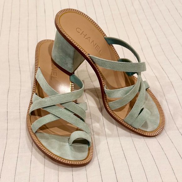 Chanel CC Logo Suede Slides - Picture 2 of 13